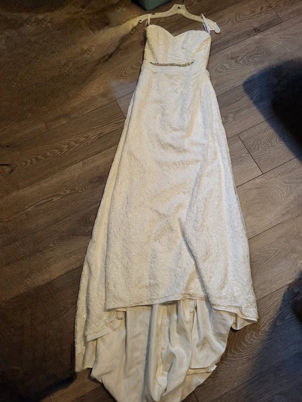 David's Bridal Galina Allover Lace Strapless Sweetheart Wedding Dress Size 2